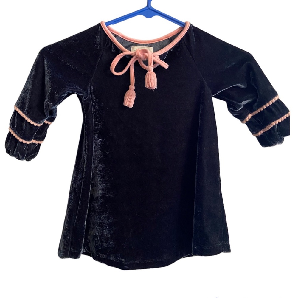 Miki Miette boutique blue velour dress girls 18 months